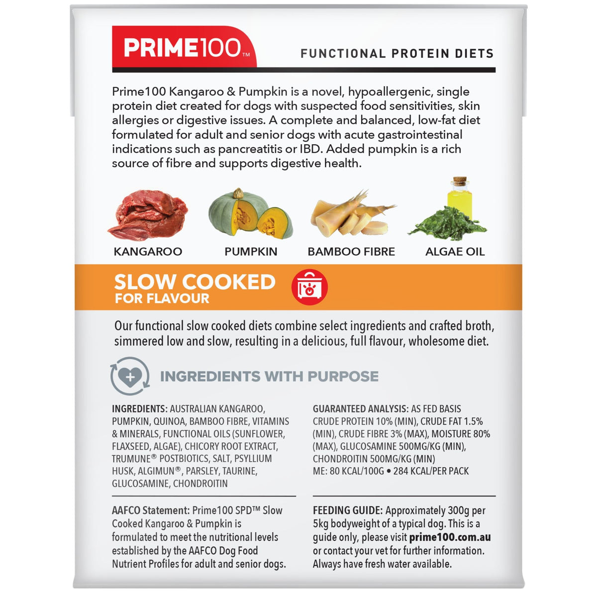 Prime100 SPD Slow Cooked Wet Dog Food Kangaroo & Pumpkin
