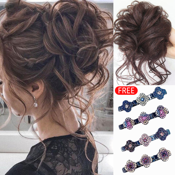 ⏳LAST DAY - BUY 1 GET 1 FREE + FREE GIFT!!🎁Messy Curly Hair Bun Scrunchie Extensions🎀
