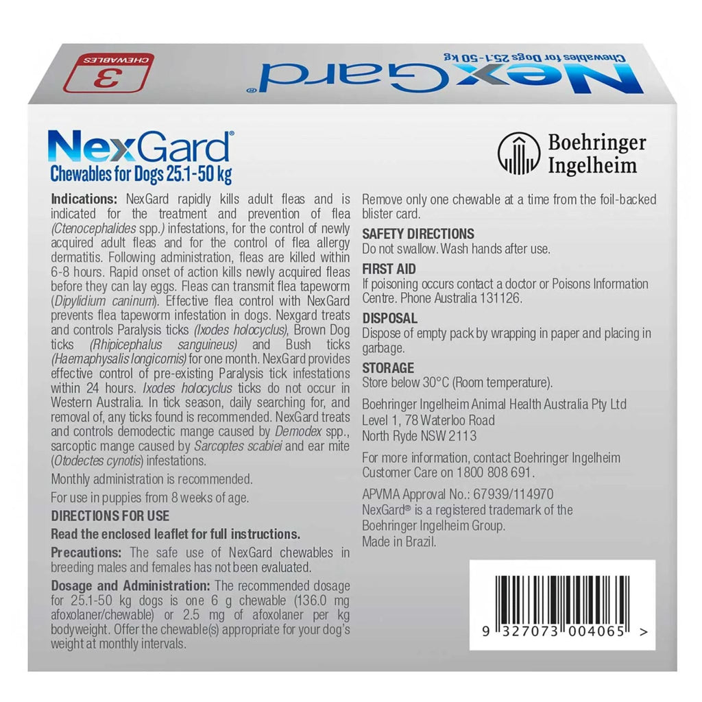 NexGard Chewables For Large Dogs 25.1-50kg Red