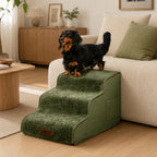 Plush Velvet 2-in-1 Foam Dog Stairs for Beds & Couches
