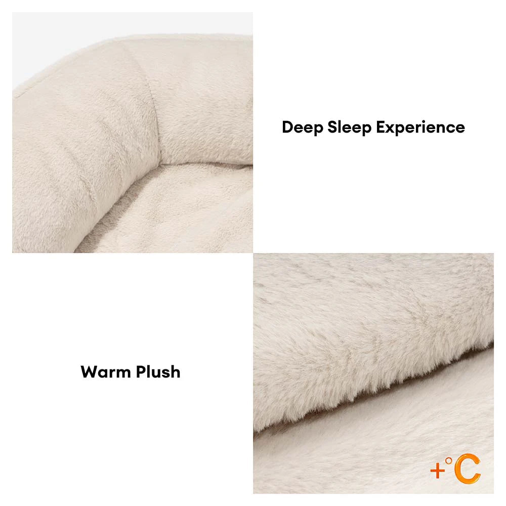 Deluxe Faux Leather & Plush Removable Orthopedic Donut Dog Bed - WarmNest