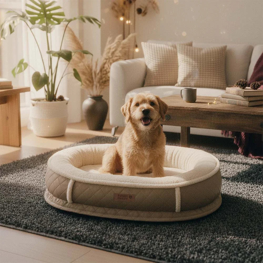 Deluxe Faux Leather & Plush Removable Orthopedic Donut Dog Bed - WarmNest