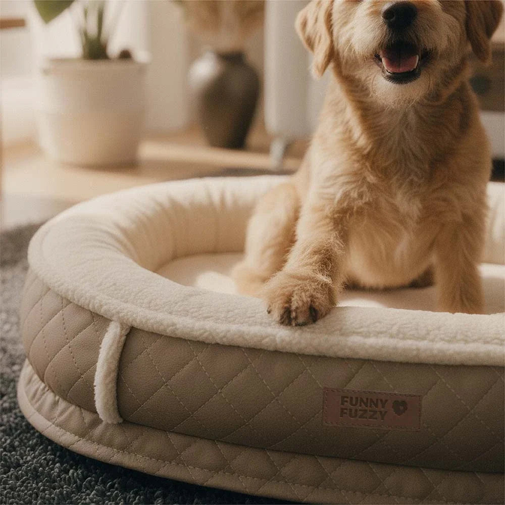 Deluxe Faux Leather & Plush Removable Orthopedic Donut Dog Bed - WarmNest