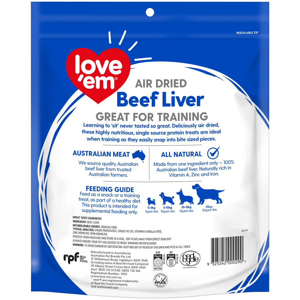 Love'em Air Dried Beef Liver Dog Treats