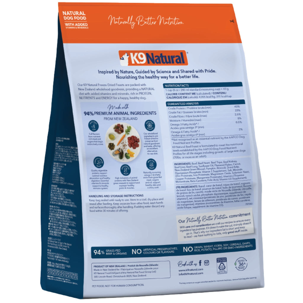 K9 Natural Dog Food Freeze Dried Beef Feast