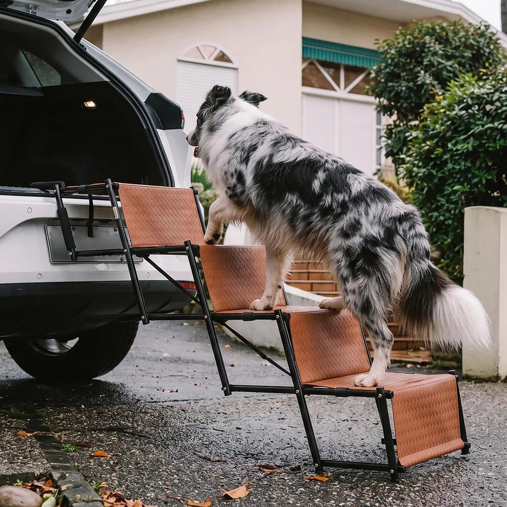 Foldable Dog Stairs for Car with Wide Non-Slip Steps - LuxeNest