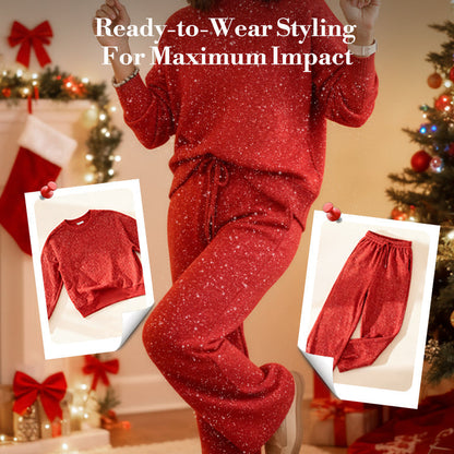 ✨🎅 Christmas Sale 50% OFF🎄⏰Women's Glitter Pullover Sweater & Pants 2-Piece Set