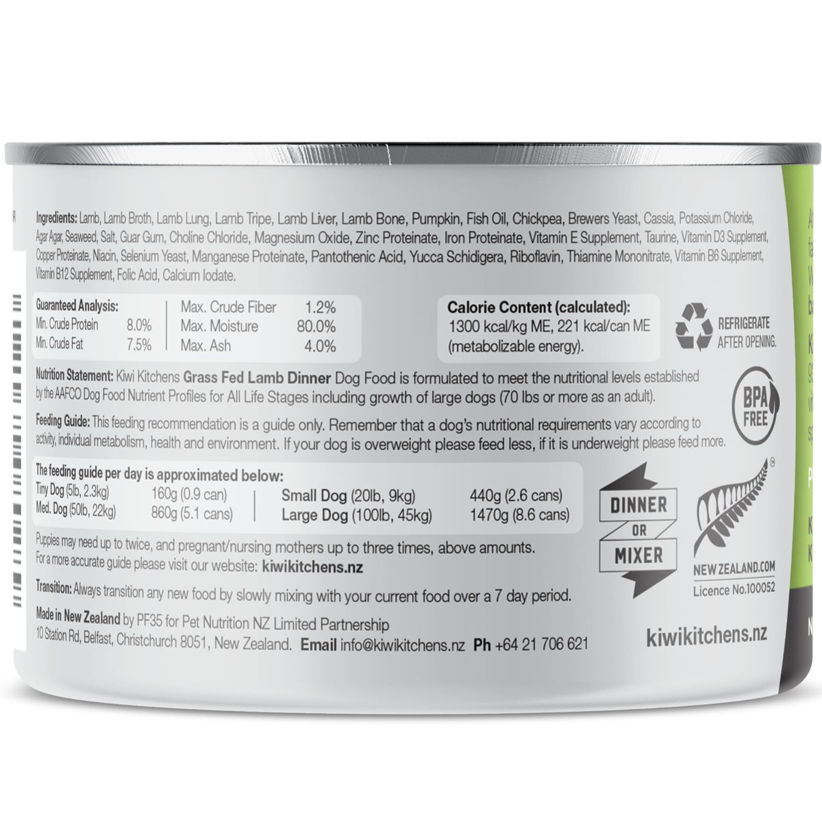 Kiwi Kitchens Canned Dog Food Lamb Dinner