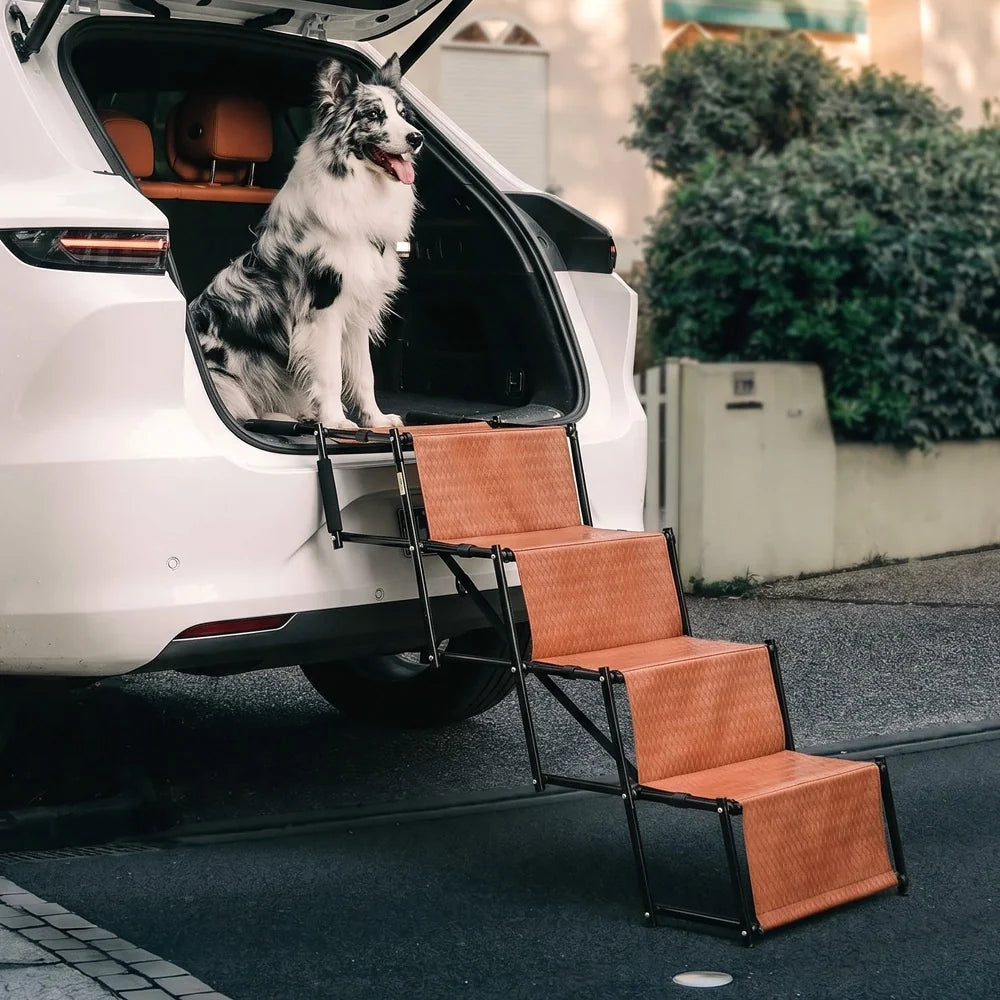 Foldable Dog Stairs for Car with Wide Non-Slip Steps - LuxeNest