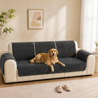 Furry Striped Sofa Protection Non-Slip Plush Recliner Couch Cover Sectional Couch Cover - Solid