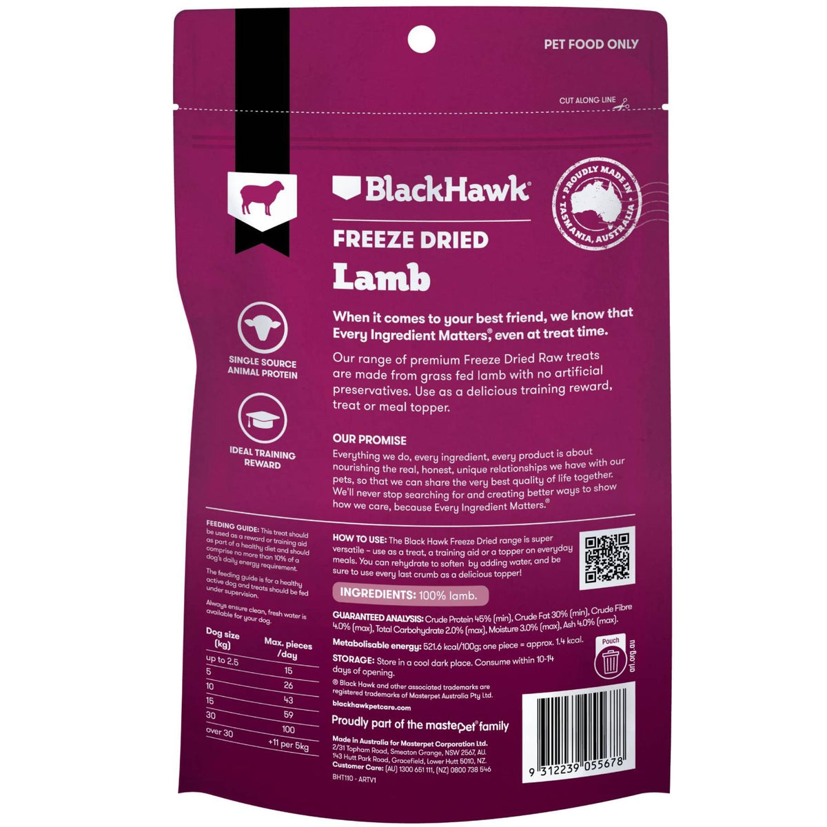 Black Hawk Lamb Freeze Dried Dog Treats