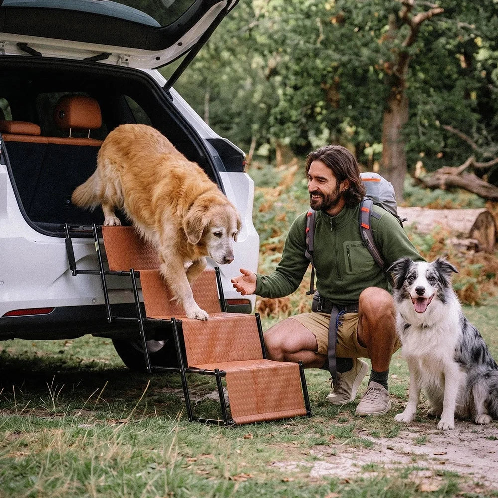 Foldable Dog Stairs for Car with Wide Non-Slip Steps - LuxeNest