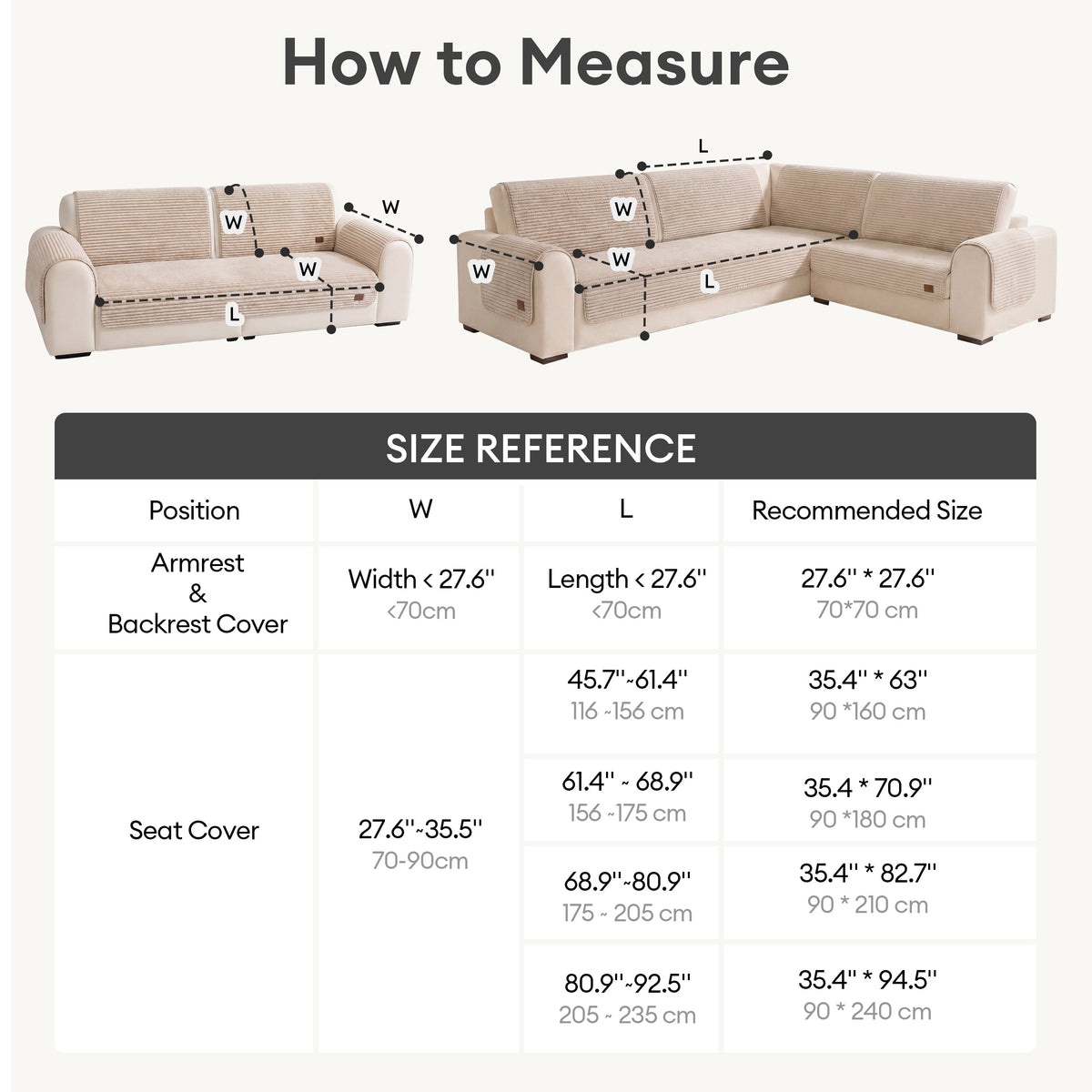 Furry Striped Sofa Protection Non-Slip Plush Recliner Couch Cover Sectional Couch Cover - Solid