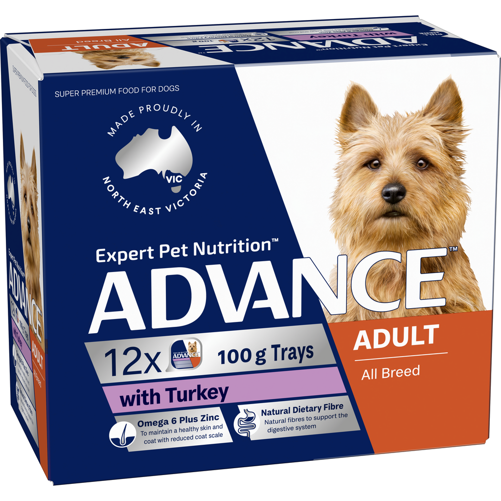 ADVANCE Adult Single Serve Wet Dog Food Trays with Turkey
