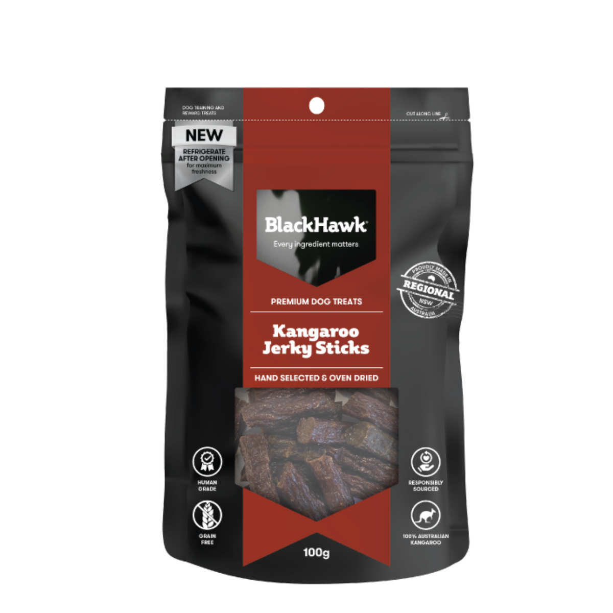 Black Hawk Dog Treats Kangaroo Jerky Sticks