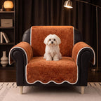 Waterproof Plush Velvet Contrast Wavy Edge Couch Cover