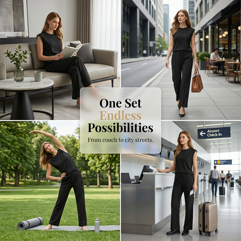 🔥Last Day Promotion 70% OFF💖Women's Casual Sleeveless Top and Drawstring Pants 2-Piece Set