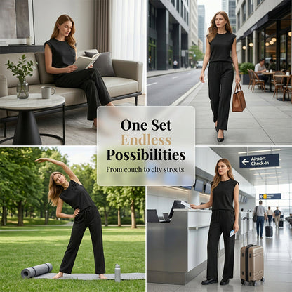 🔥Last Day Promotion 70% OFF💖Women's Casual Sleeveless Top and Drawstring Pants 2-Piece Set