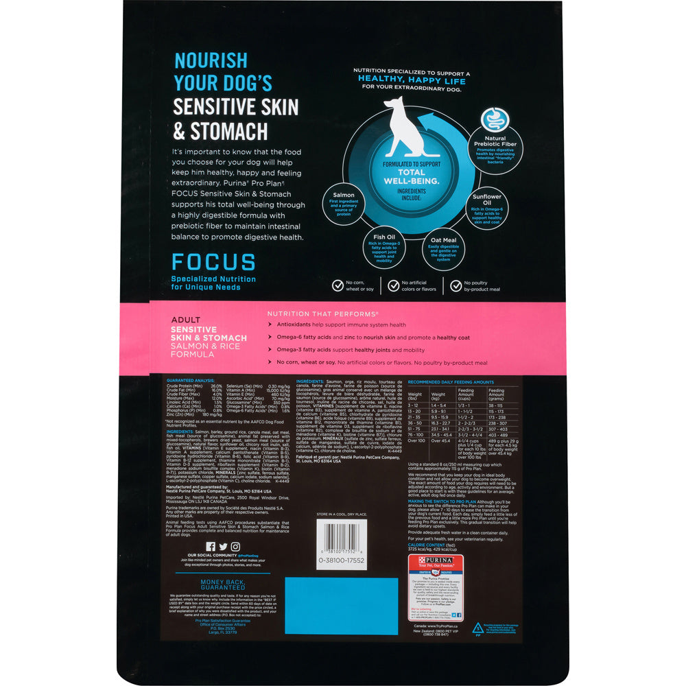 Purina Pro Plan Focus Sensitive Skin & Stomach Formula Salmon & Rice Formula Dry Dog Food