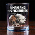 A Man And His Pets Photo - Personalized Whiskey Glass
