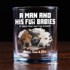 A Man And His Pets Photo - Personalized Whiskey Glass