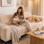 One-Piece Waterproof Pet-Friendly Ribbed Plush Recliner Couch Cover- Cozy Nest