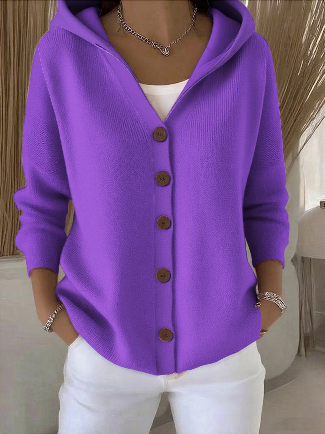 🔥LAST DAY SALE 50% OFF🔥Women Cotton Plain Long Sleeve Comfy Casual Cardigan