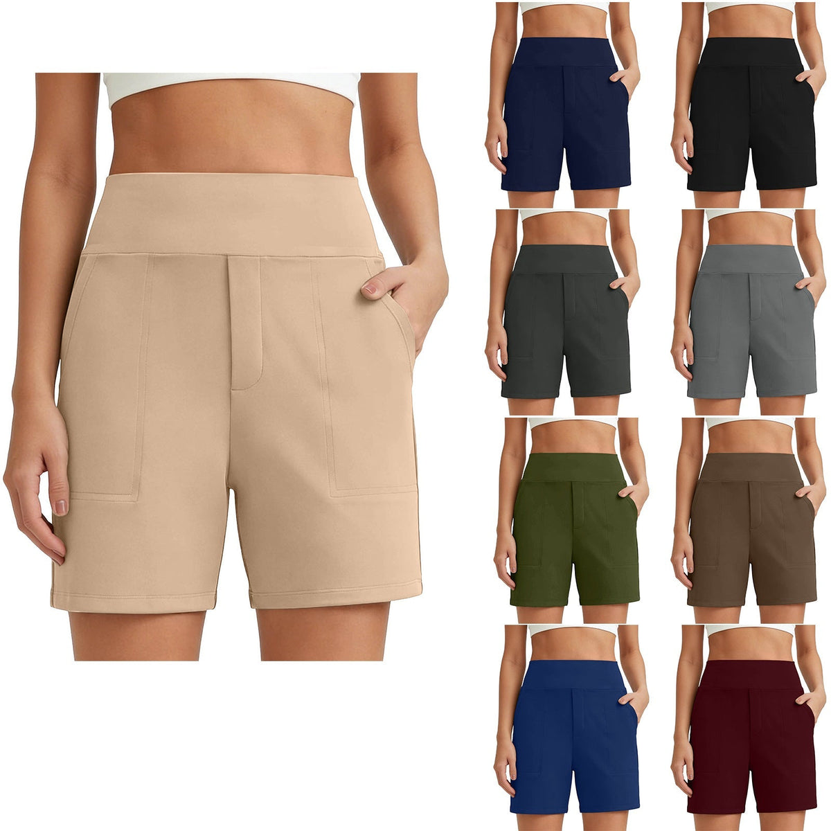 ⏳HOT SALE 70% OFF🔥 Women's High-Waist Bermuda Shorts with Pockets 🎯 | Running Yoga Casual Activewear 😎 | Buy 2 FREE Shipping – UK Stock! 🇬🇧