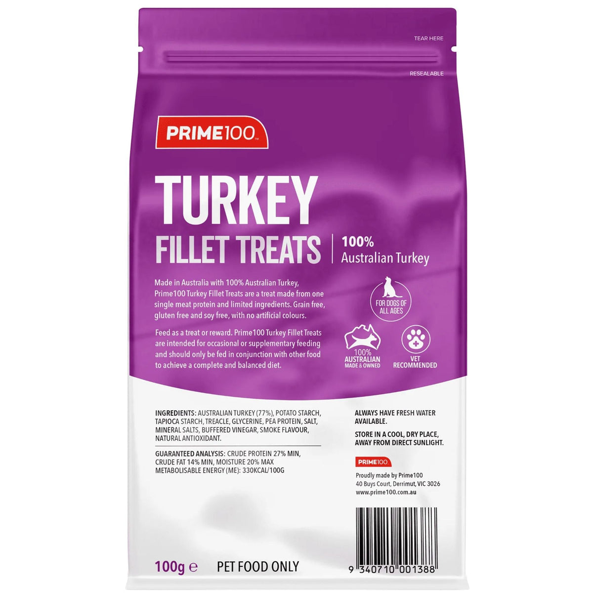Prime100 Turkey Fillets Dog Treats