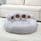 Calming Pet Bed With Paw-Shaped Neck Support - The Softest Spot for Your Best Friend
