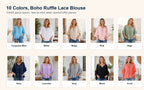 ⏰ ⚡10 Pack for $28⚡Women's Boho Ruffle Lace Tie-Neck Blouse