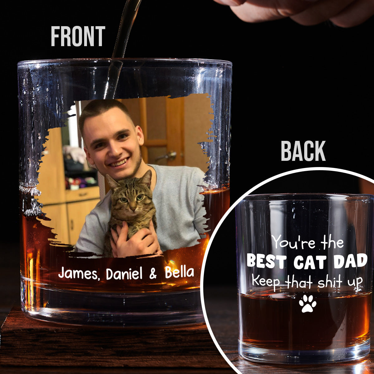 Keep That Shit Up Cat Photo Ver - Personalized Whiskey Glass