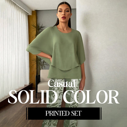 🔥LAST DAY SALE - 60% OFF🔥Women’s Printed Pants and Crew Neck Top Set