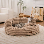 Ultra-Soft Ribbed Plush Removable Donut Orthopedic Dog Bed with Pillows - Cozy Nest