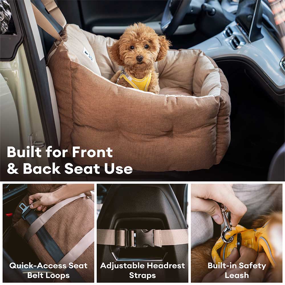 Waterproof ISOFIX Elevated & Thickened Dog Car Seat Bed with LATCH System