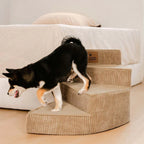 Cozy Corduroy Joint-Friendly Removable Spiral Dog Stairs for Bed-CreamyStep