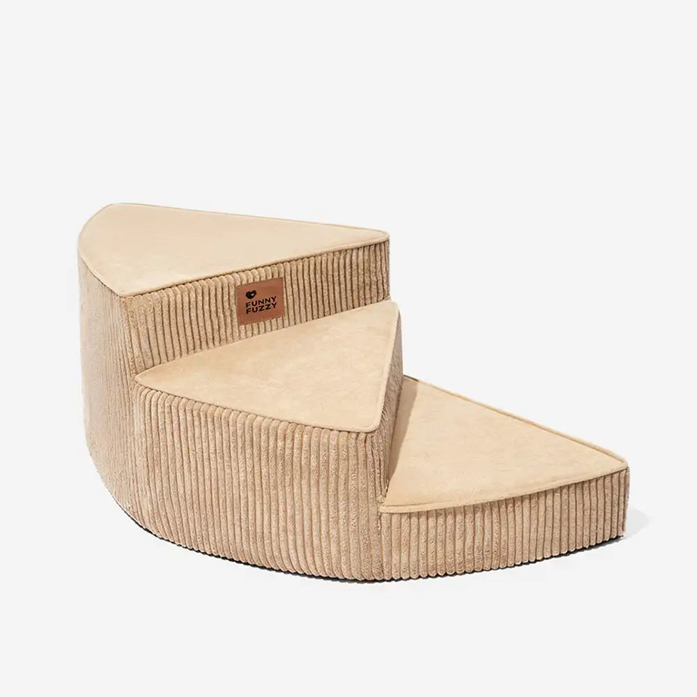 Cozy Corduroy Joint-Friendly Removable Spiral Dog Stairs for Bed-CreamyStep