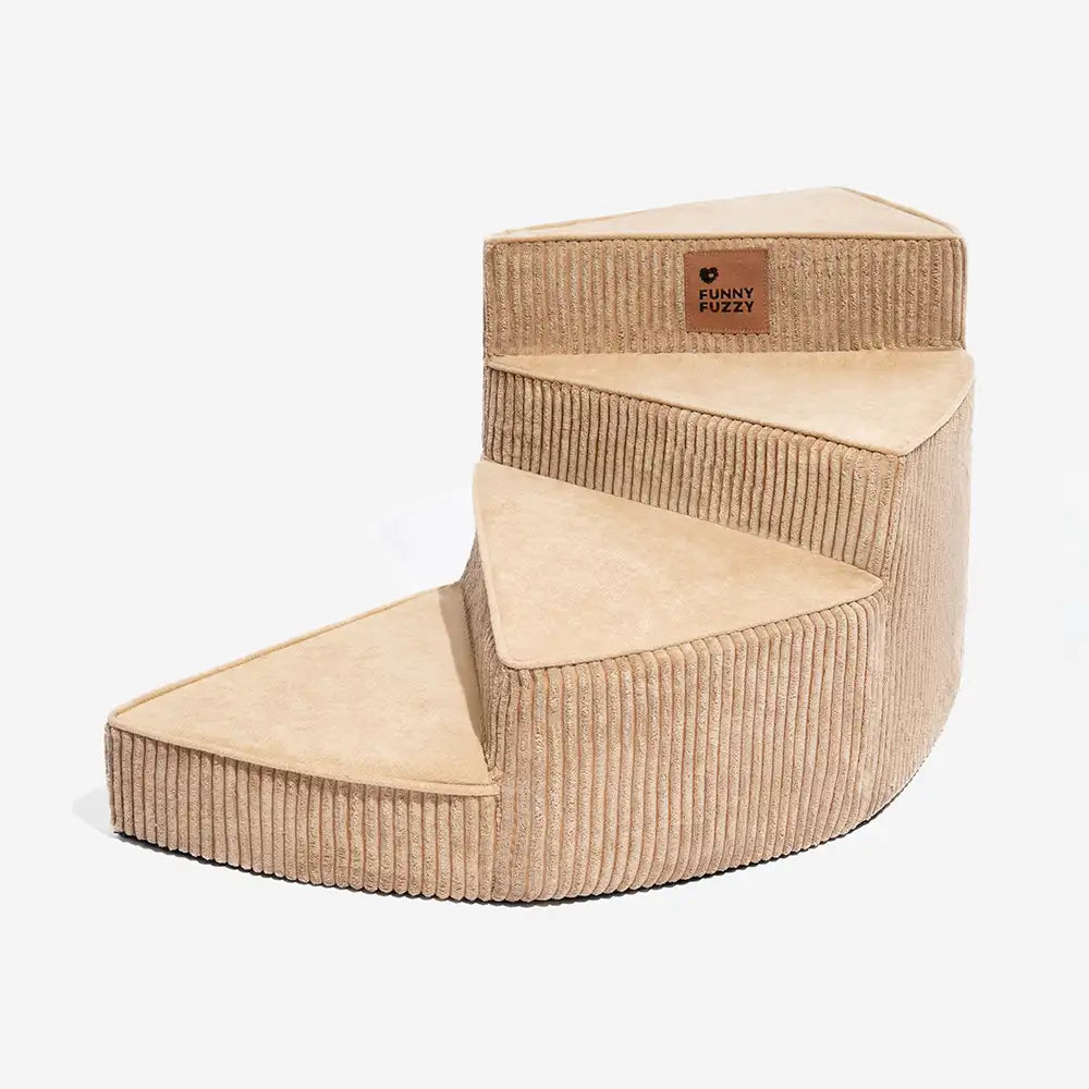 Cozy Corduroy Joint-Friendly Removable Spiral Dog Stairs for Bed-CreamyStep