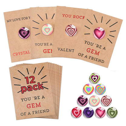 💝24 Pack Valentines Cards with Heart-Shape Crystals💝
