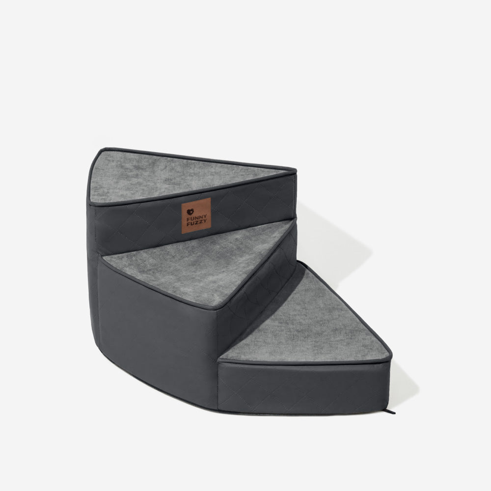 Luxe Water-repellent Faux Leather Removable Spiral Dog Stairs for Bed - StepEase