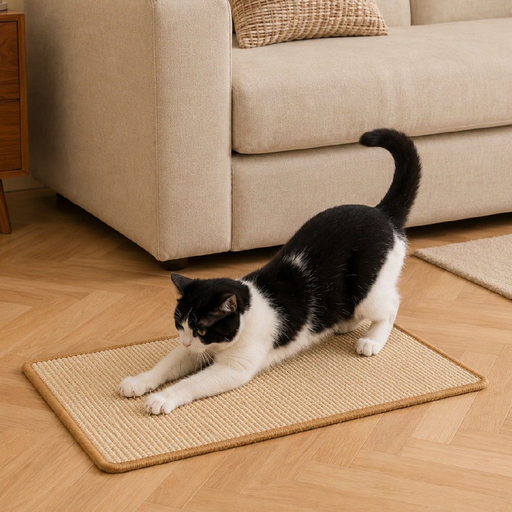 Faux Sisal Cat Scratcher Mat Sofa Protector with Velcro Tape