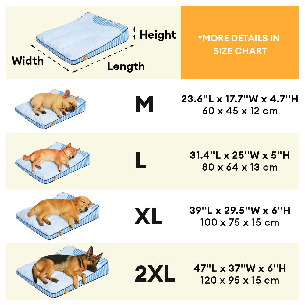 Extra Large Cooling Washable Rectangle Orthopedic Outdoor Dog Bed