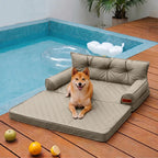 Luxe Faux Leather Foldable Orthopedic Large Dog Bed - CoreLounge