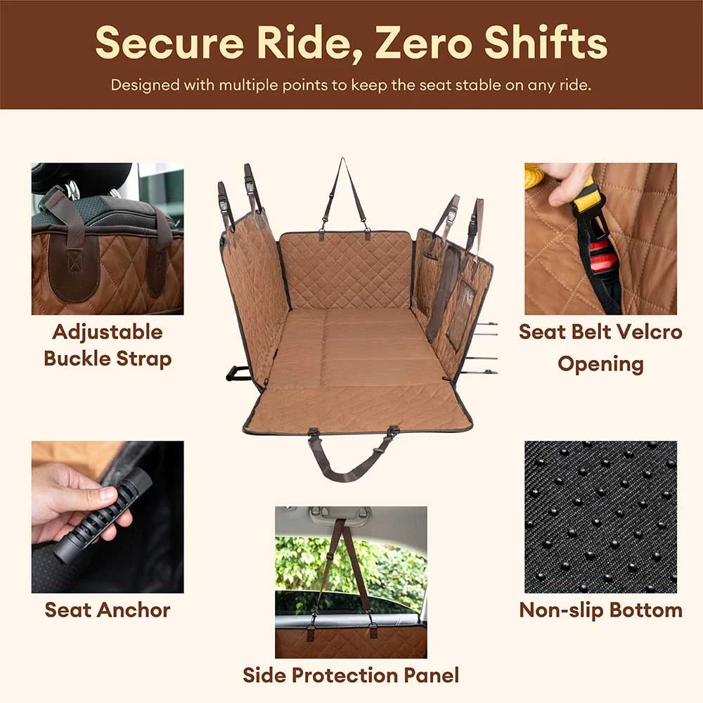 Premium Faux Leather Dog Car Seat Cover Waterproof Dog Hammock for Car - RideProtector