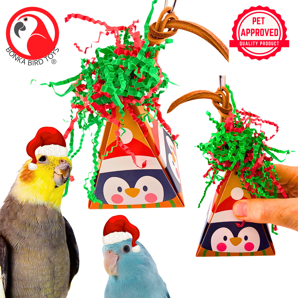 2884 Santa Penguin Christmas Crinkle Cone
