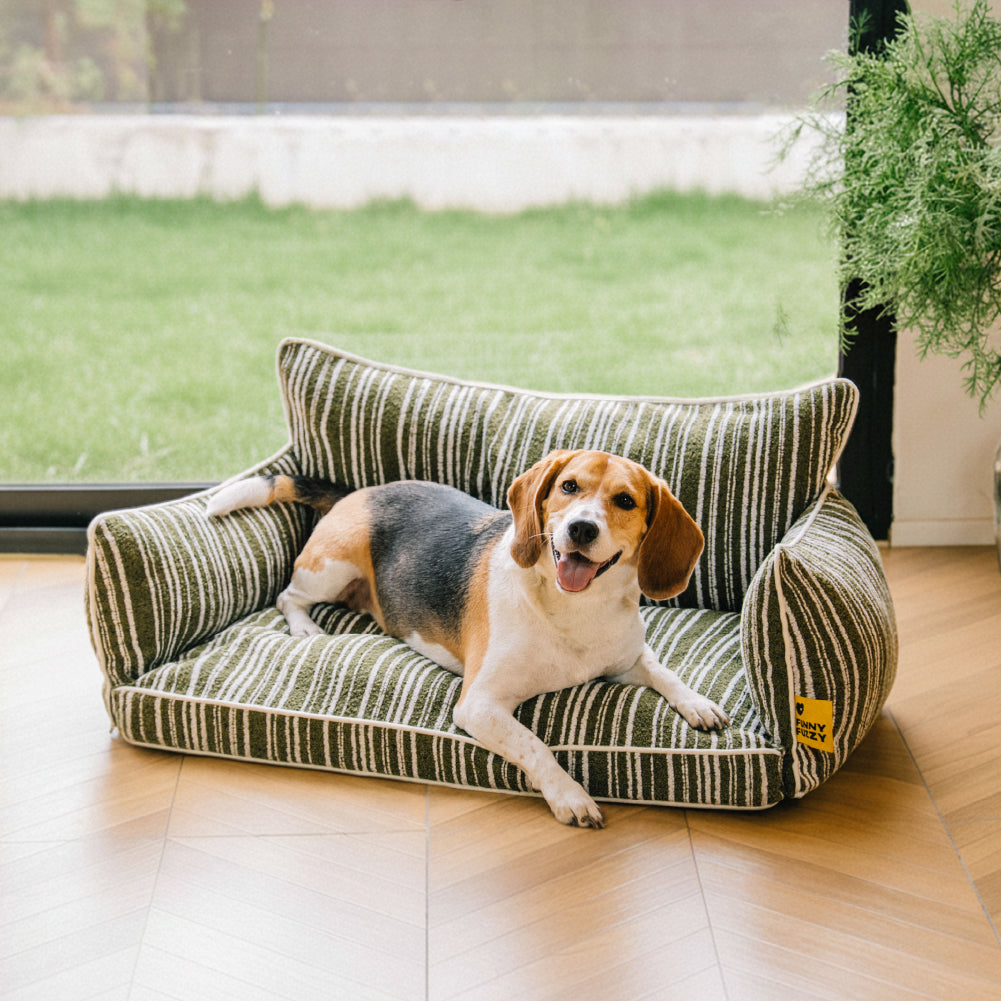 SnugNest Textured Stripe Dog Sofa Bed