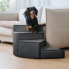 Luxe Water-repellent Faux Leather Removable Spiral Dog Stairs for Bed - StepEase