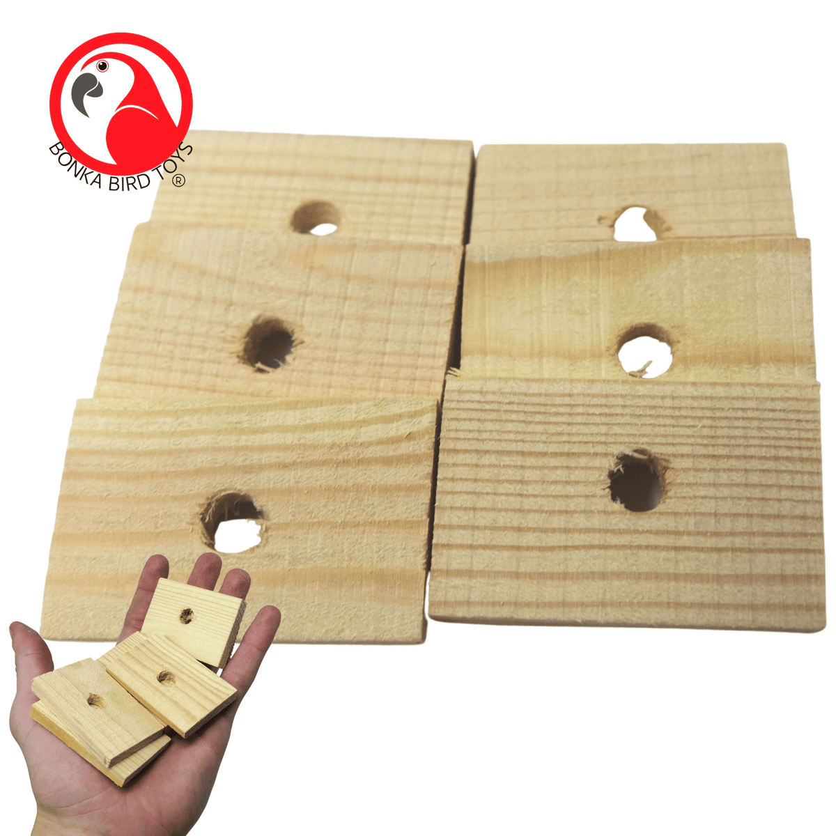 Pack6 2" Wooden Pine Block Slats