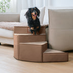 Luxe Water-repellent Faux Leather Removable Spiral Dog Stairs for Bed - StepEase