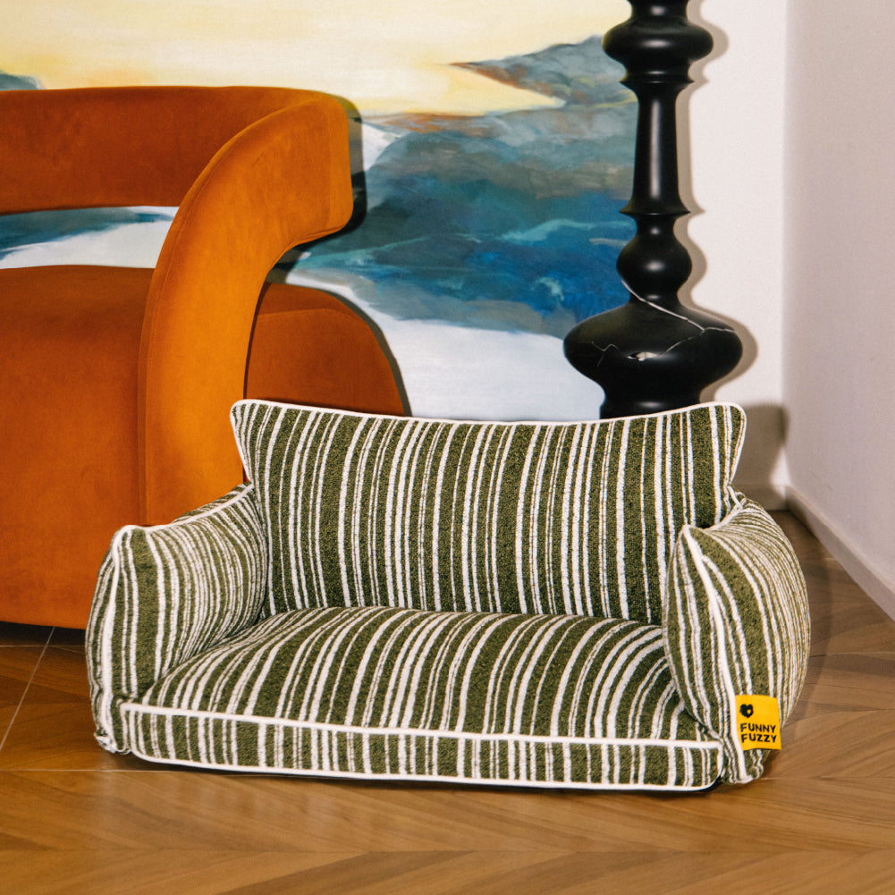 SnugNest Textured Stripe Dog Sofa Bed